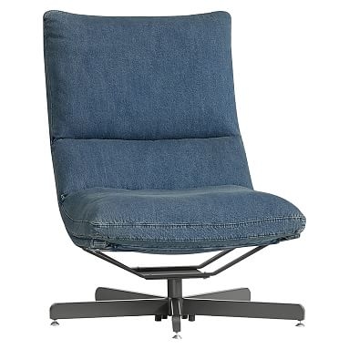 Maverick Swivel Lounge Chair, Denim - Image 0
