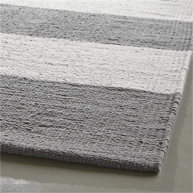 Olin Grey Striped Cotton Dhurrie 8'x10' Rug - Image 2