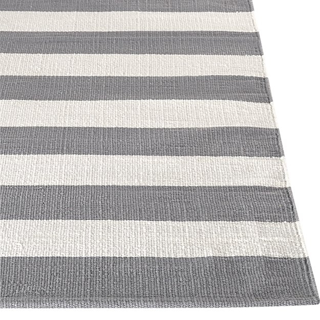 Olin Grey Striped Cotton Dhurrie 8'x10' Rug - Image 4