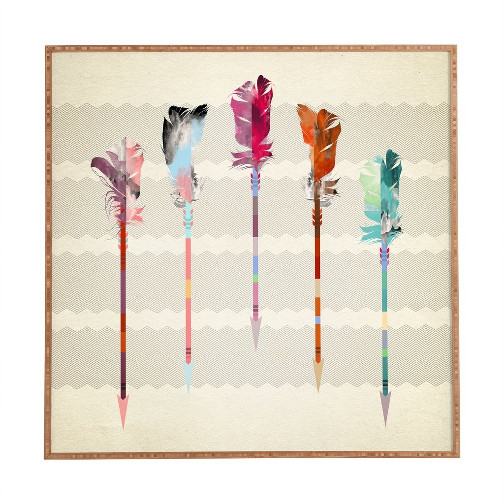 FEATHERED ARROWS - 30''x30'' - Basic SIlver Framed Wall Art - no mat - Image 0