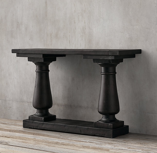 BALUSTRADE SALVAGED WOOD CONSOLE TABLE - 58"W - Salvaged Black - Image 1