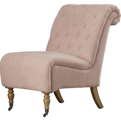 Cyclamen Roll Back Tufted Parson Chair - Washed Pink - Image 1