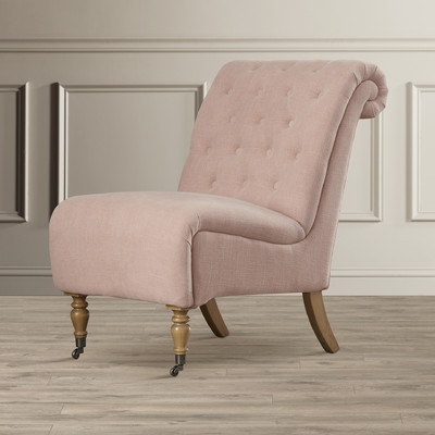 Cyclamen Roll Back Tufted Parson Chair - Washed Pink - Image 4