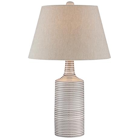Lite Source Rachelle White Stripe Bottle Table Lamp - Image 0