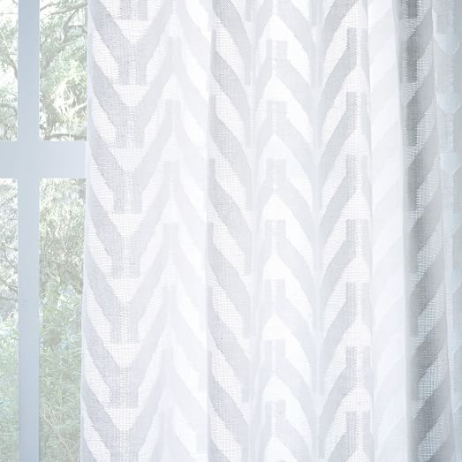 Sheer Chevron Curtain - White - 84" - Image 2
