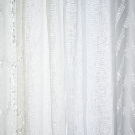 Sheer Chevron Curtain - White - 84" - Image 3