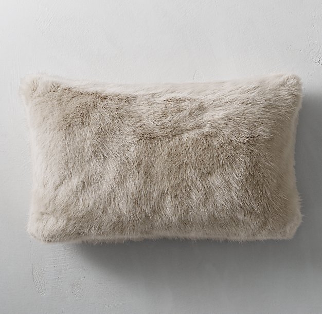 ULTRA FAUX FUR LUMBAR PILLOW COVER - DUNE - 13" x 21" - Insert not included - Image 0