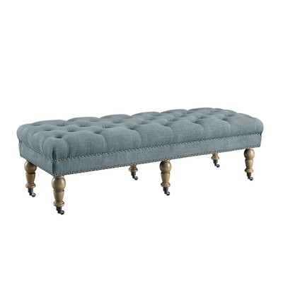 Ambrine Upholstered Bedroom Bench - Washed Blue - Image 0