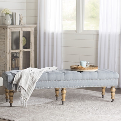 Ambrine Upholstered Bedroom Bench - Washed Blue - Image 1