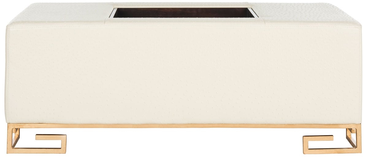 Julian Faux Ostrich Tray Ottoman/Coffee Table - Cream/Espresso - Safavieh - Image 0