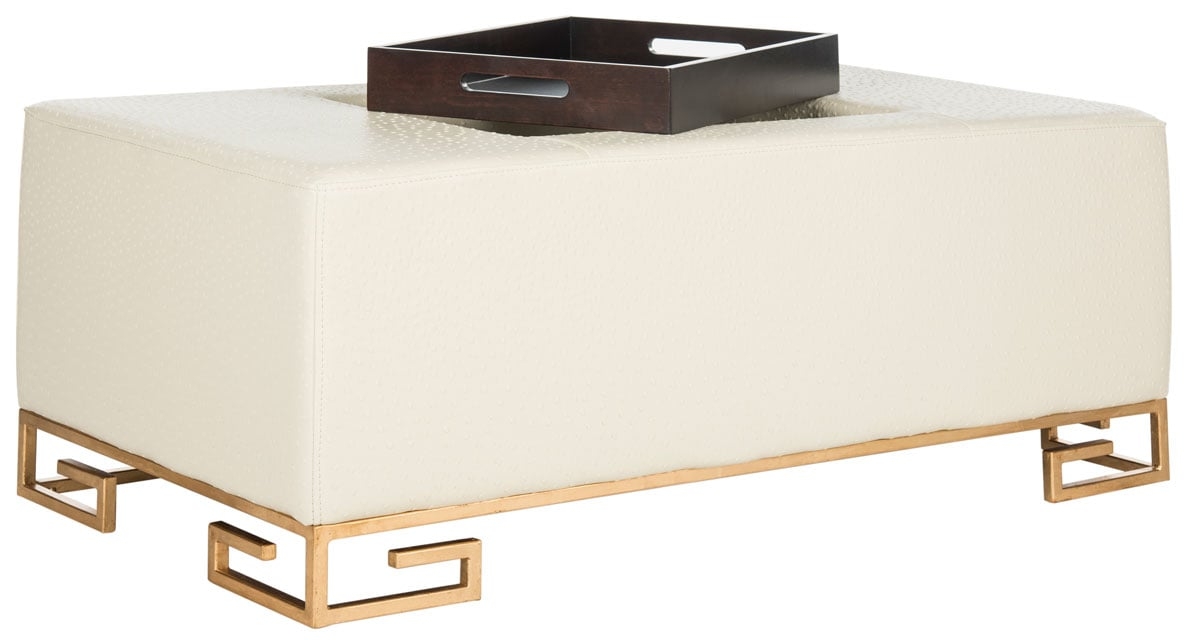 Julian Faux Ostrich Tray Ottoman/Coffee Table - Cream/Espresso - Safavieh - Image 1