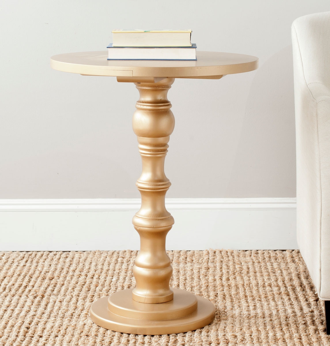 Greta Round Top Accent Table - Gold - Arlo Home - Image 1