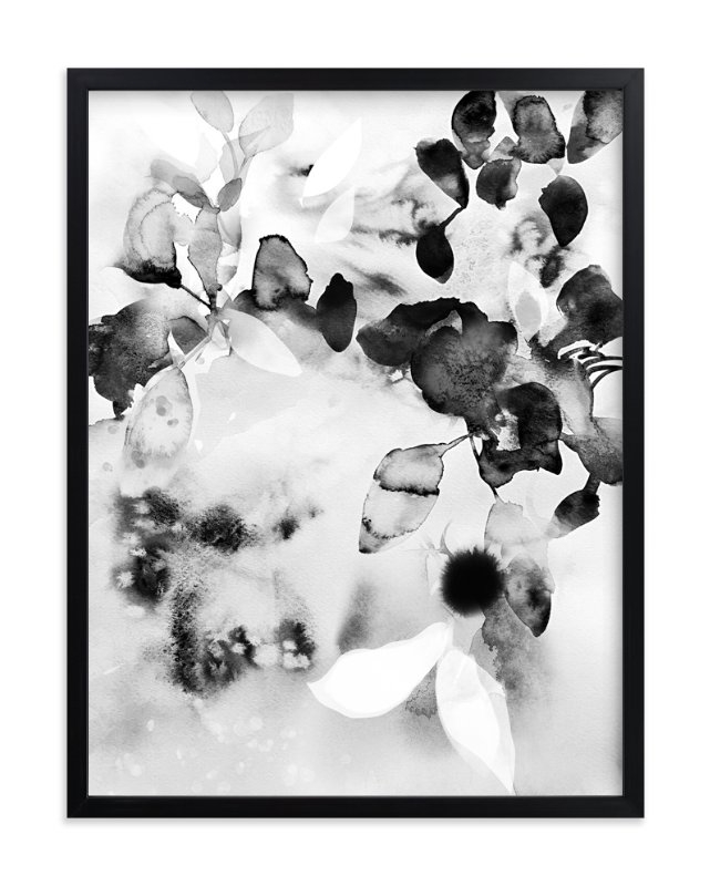 Flora In B+W Art Print - 18" x 24" - Rich Black Wood Frame without Mat - Image 0