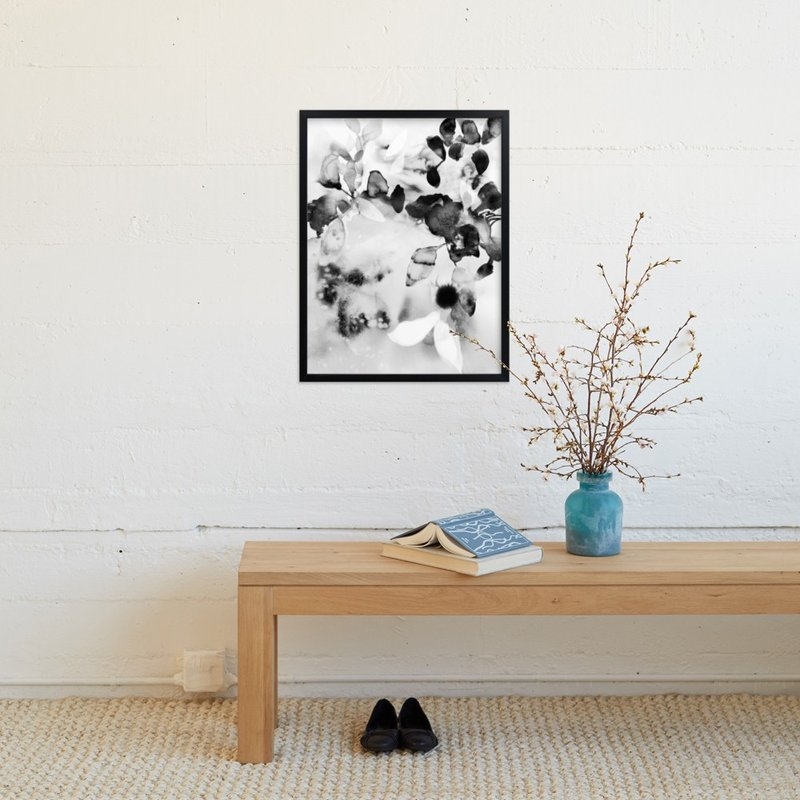 Flora In B+W Art Print - 18" x 24" - Rich Black Wood Frame without Mat - Image 1
