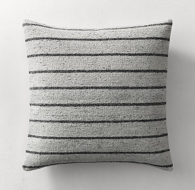 BEN SOLEIMANI TEXTURED WOOL PINSTRIPE PILLOW COVER - 22" x 22" - GREY - INSERT NOT INCLUDED - Image 0