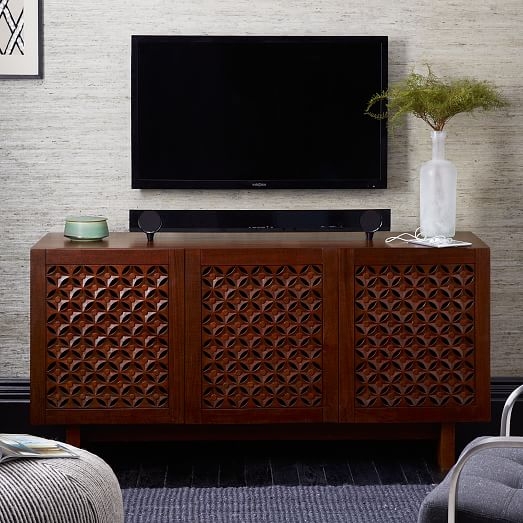 Carved Wood Media Console - Image 1