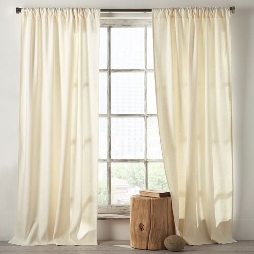 Linen Cotton Curtain - Ivory - Unlined - 84"L - Image 2
