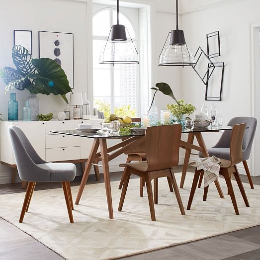Mid-Century Dining Chair - Set of 4 - Platinum, Linen Weave - Image 3