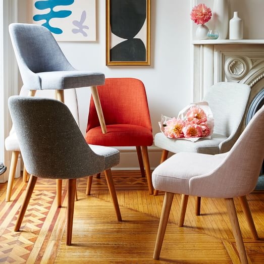 Mid-Century Dining Chair - Set of 4 - Platinum, Linen Weave - Image 5