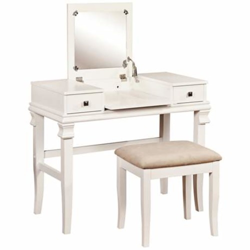 Angela White 2-Piece Vanity Table Set - Image 0