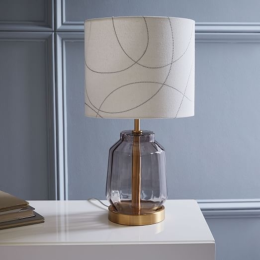 Roar + Rabbit Faceted Glass Table Lamp - Small (Smoke/Pattern) - Image 0