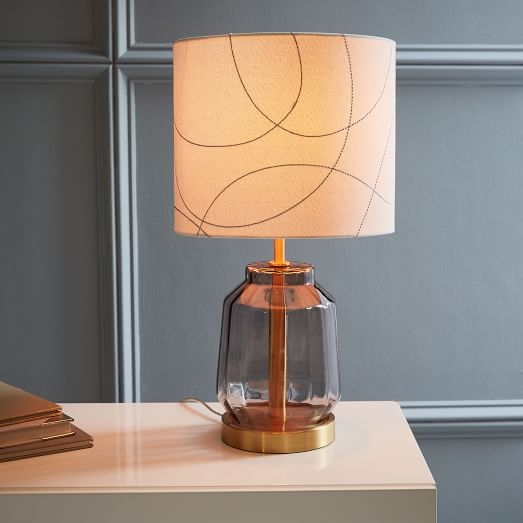 Roar + Rabbit Faceted Glass Table Lamp - Small (Smoke/Pattern) - Image 1