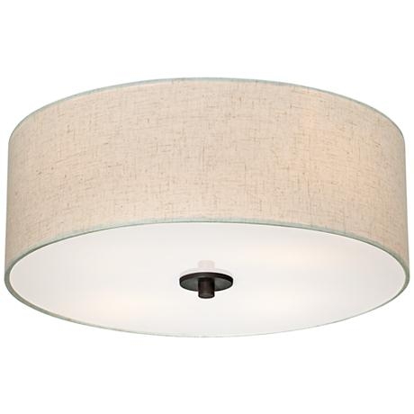 Bronze with Off White Shade 18" Wide Ceiling Light Fixture - Image 0