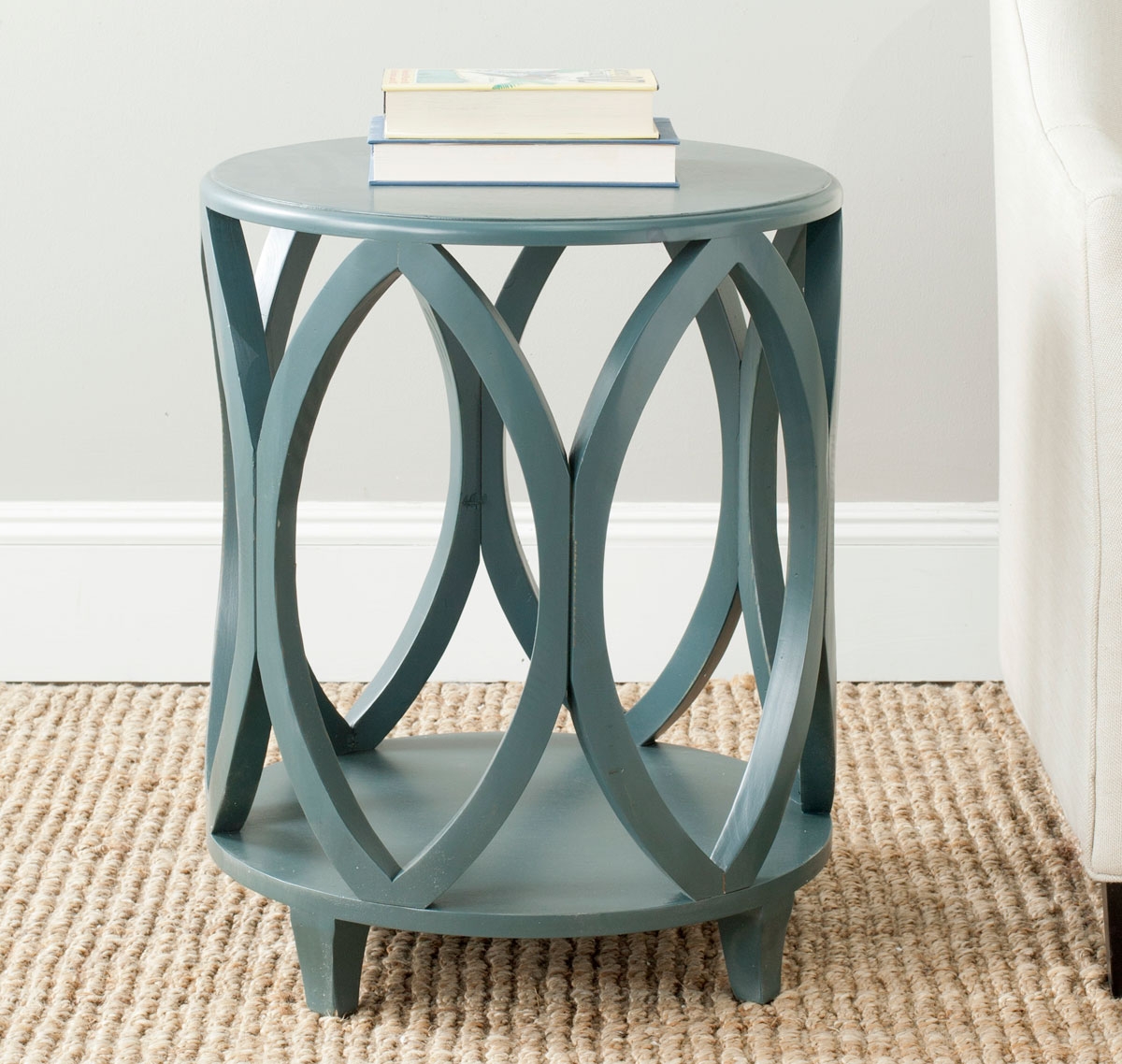 Janika Round Accent Table - Steel Teal - Arlo Home - Image 1