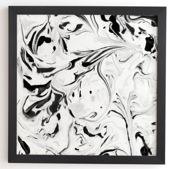 BLACK AND WHITE MARBLE - Basic black frame 20'' x 20'' - No mat - Image 0