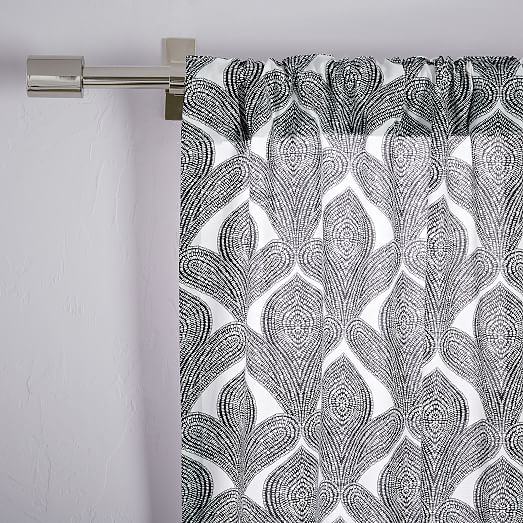 Cotton Canvas Fleur Printed Curtain - 108" - Image 1