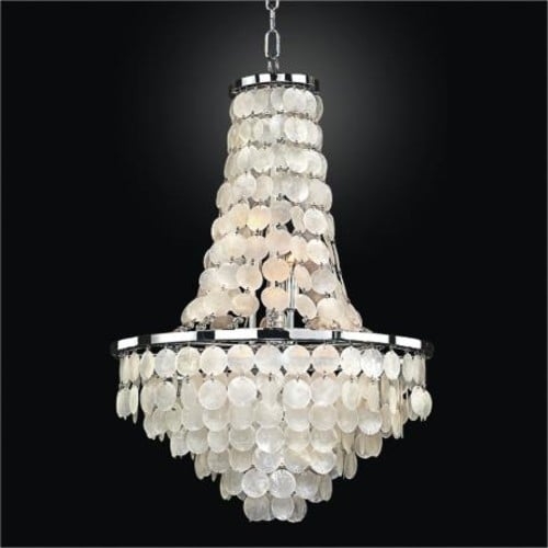 Bayside 19" Wide Silver Pearl Capiz Shell Chandelier - Image 0