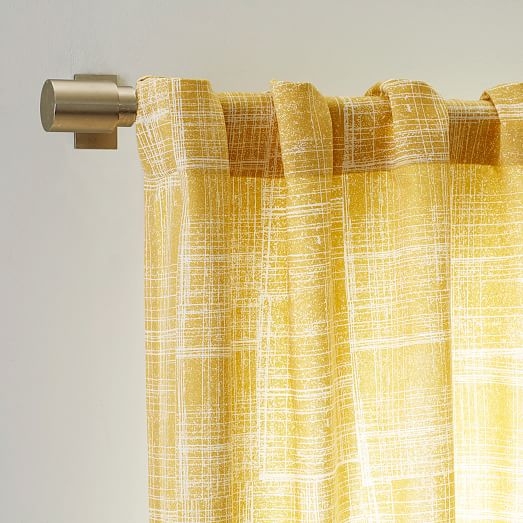 Mid-Century Cotton Canvas Etched Grid Curtain - Horseradish - 84"L - Image 1