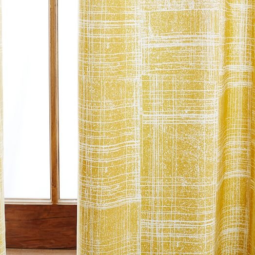 Mid-Century Cotton Canvas Etched Grid Curtain - Horseradish - 84"L - Image 2