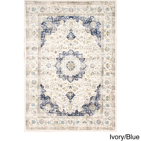 Traditional Persian Vintage Fancy Area Rug (8' x 10') - Ivory/Blue - Image 0