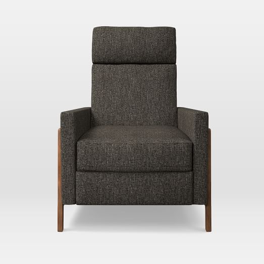 CUSTOM Spencer Wood-Framed Upholstered Recliner - Heathered Tweed Charcoal - Image 1