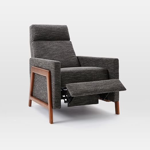 CUSTOM Spencer Wood-Framed Upholstered Recliner - Heathered Tweed Charcoal - Image 2