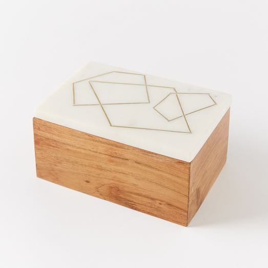 Roar + Rabbit Marble + Wood Jewelry Rectangle Box - Image 0