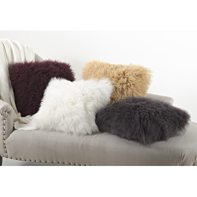 Becky Mongolian Lamb Fur Wool Throw Pillow - Cobalt Blue - 16" x 16" - With insert - Image 2