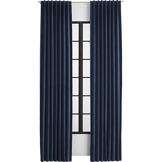 Velvet navy curtain panel  - 84" - Image 2