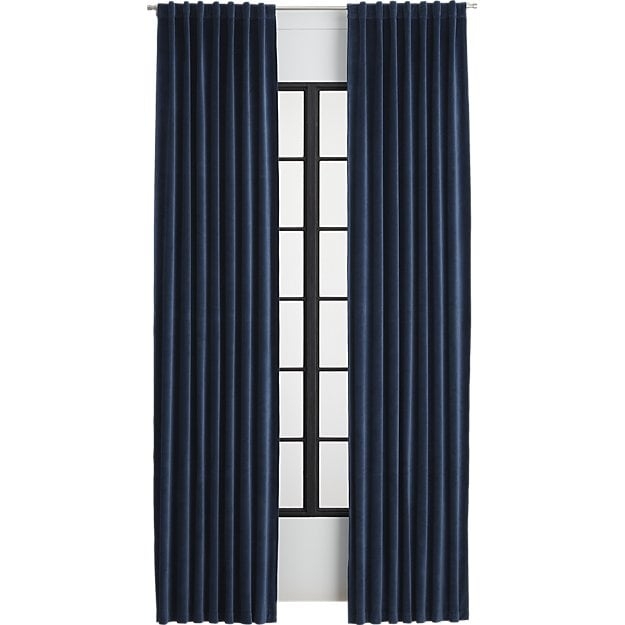 Midnight Blue Velvet Window Curtain Panel 48" x 84" - Image 2