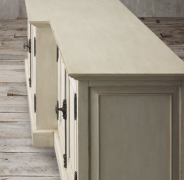 French Panel Media Console - 80'' - Distressed White - Image 2