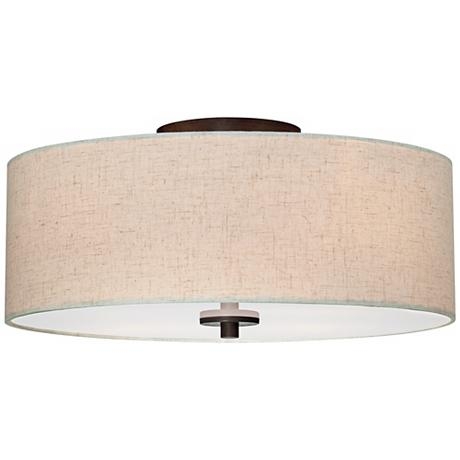 Bronze with Off White Shade 18" Wide Ceiling Light Fixture - Image 3