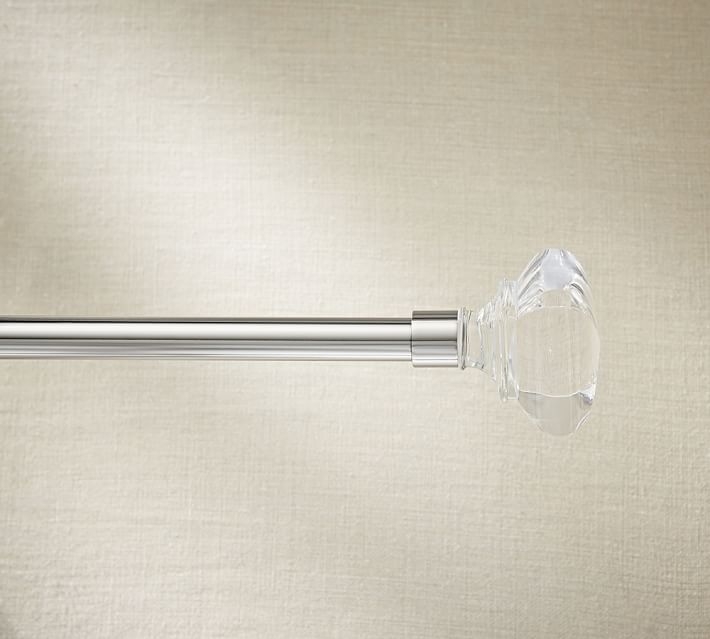 Glass Square Finial - Set of 2 & .75" diam. Drape Rod - Polished Nickel Finish - Image 0