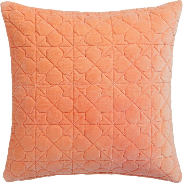 august quilted peach 16" pillow with down-alternative insert - Image 0