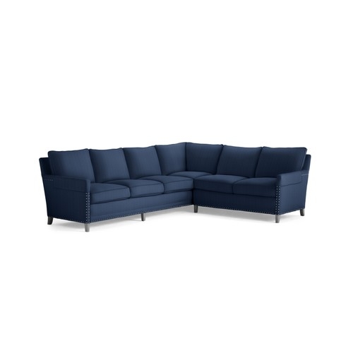Spruce Street L-Sectional with Nailheads– Right-Facing [fabric : Brushed Cotton Canvas - Navy] - Image 0