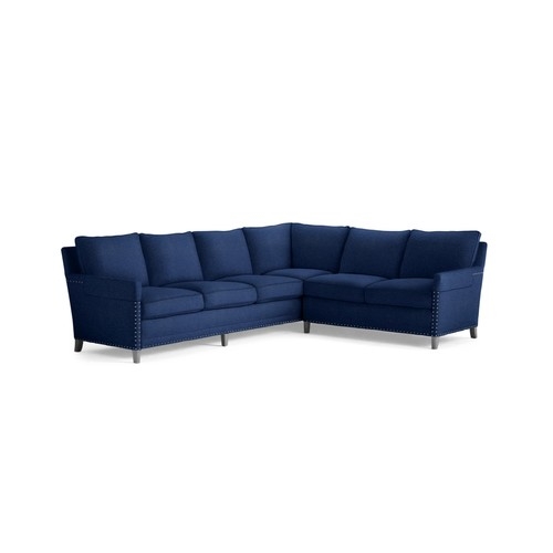 Spruce Street L-Sectional with Nailheads– Right-Facing [fabric : Cotton Velvet - Midnight] - Image 0