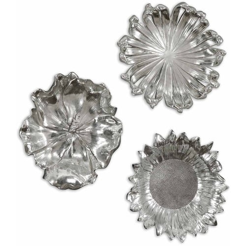 Silver Flowers Wall Art (Set of 3) - Image 0