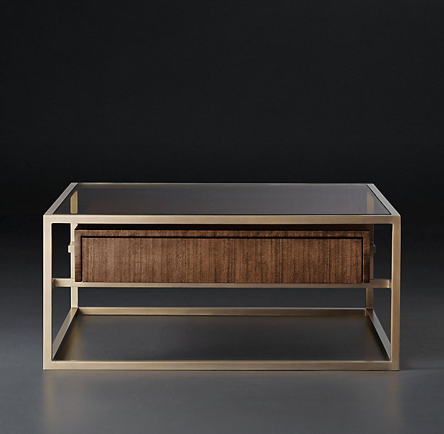 KENNAN SQUARE COFFEE TABLE - Brown Walnut & Burnished Brass - Image 0