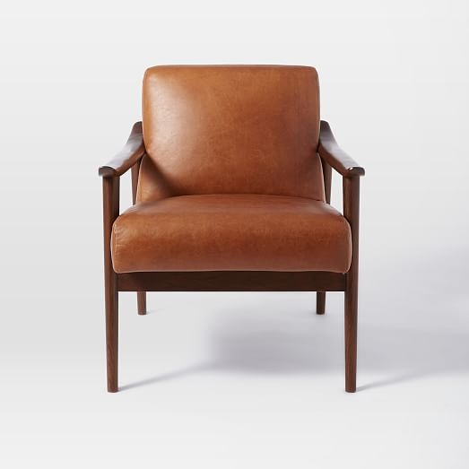 Mid-Century Leather Show Wood Chair - Image 1