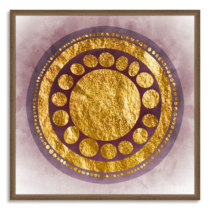 Framed Metallic Mandala VII - 20" Sq. - Violet/Gold - Image 0